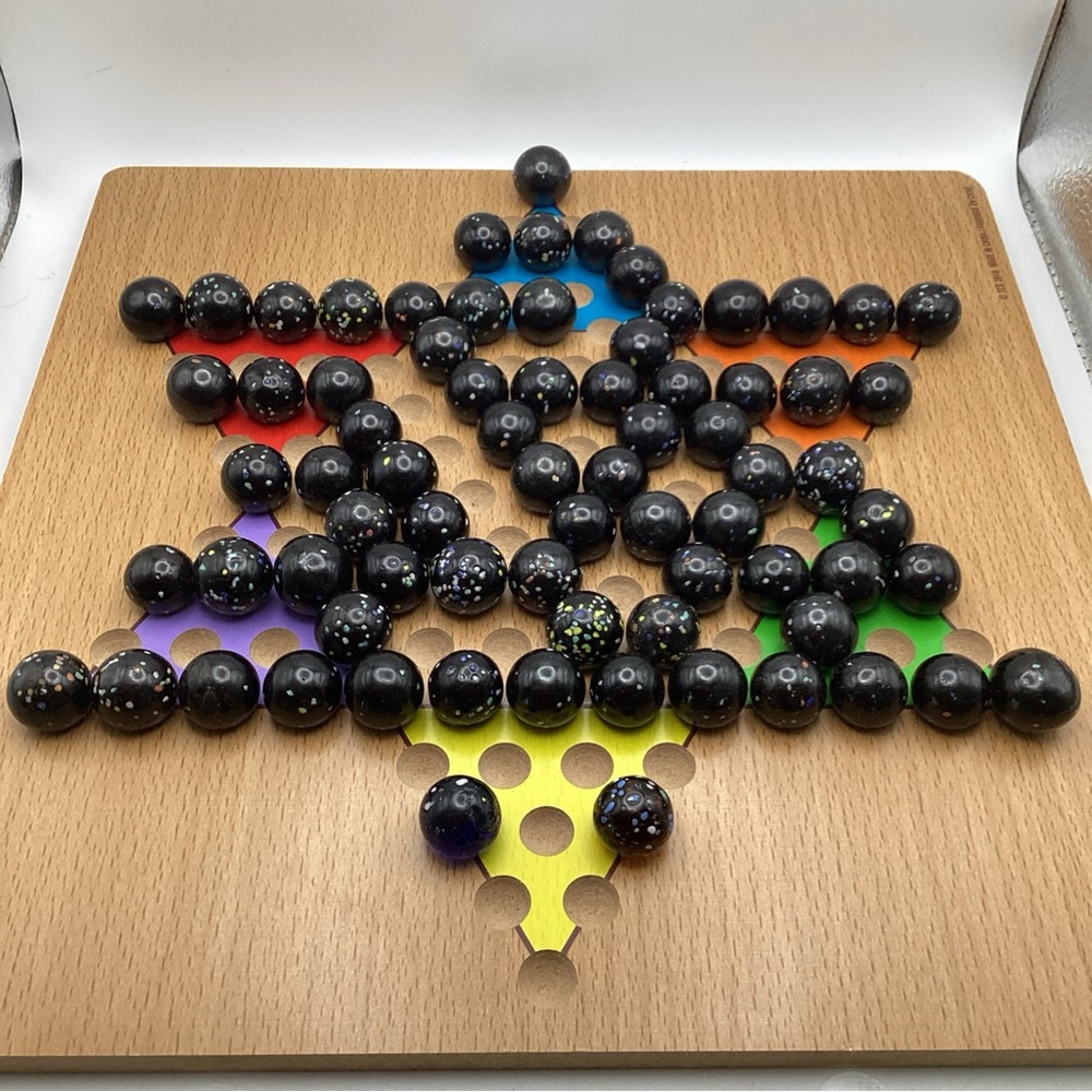 Vintage Lot of 75 MARBLES Glass Confetti Speckled Black Cola Blue